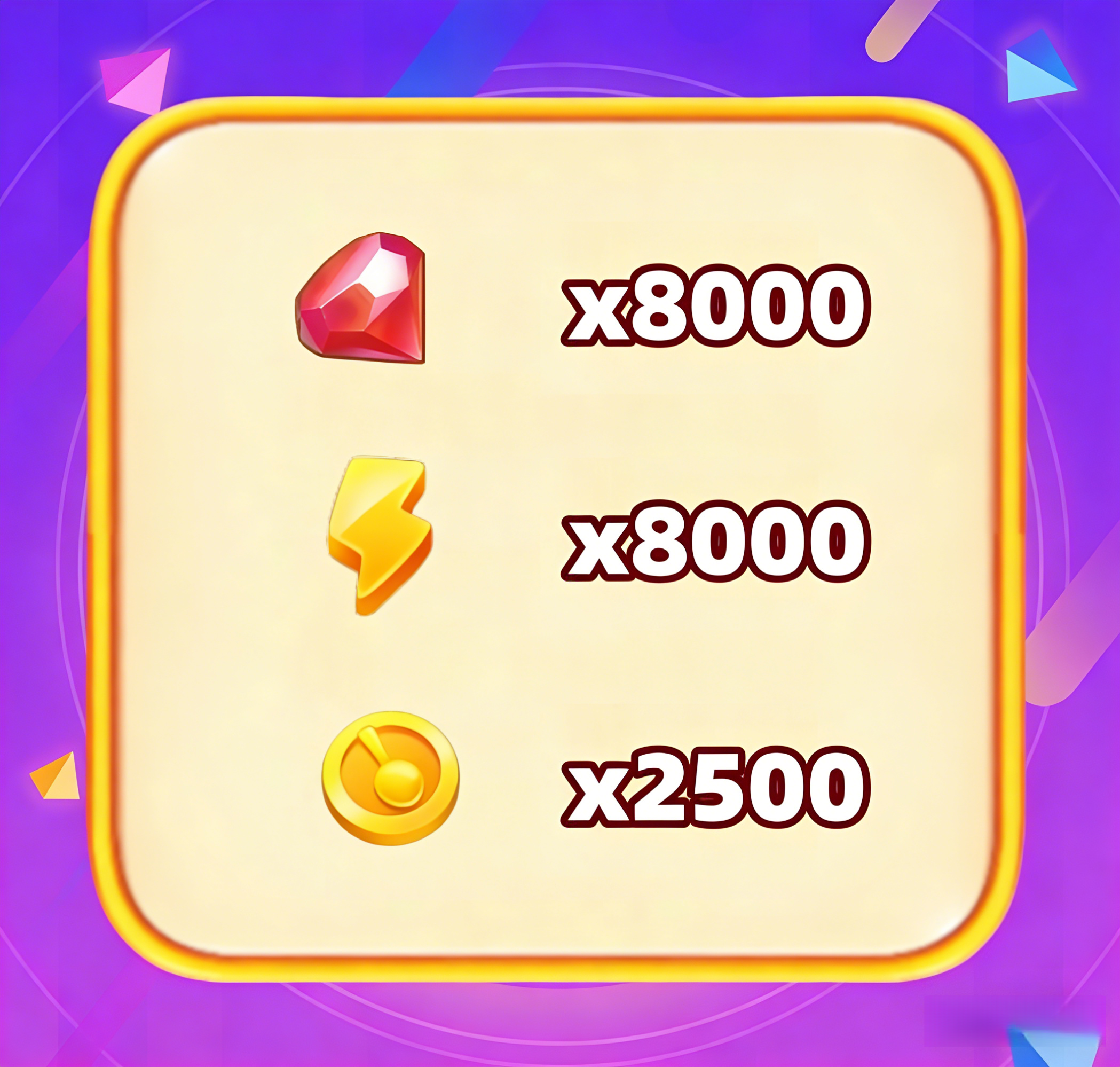 This package contains 8000 Diamonds, 8000 Energy, and 2500 Coins for Gossip Harbor